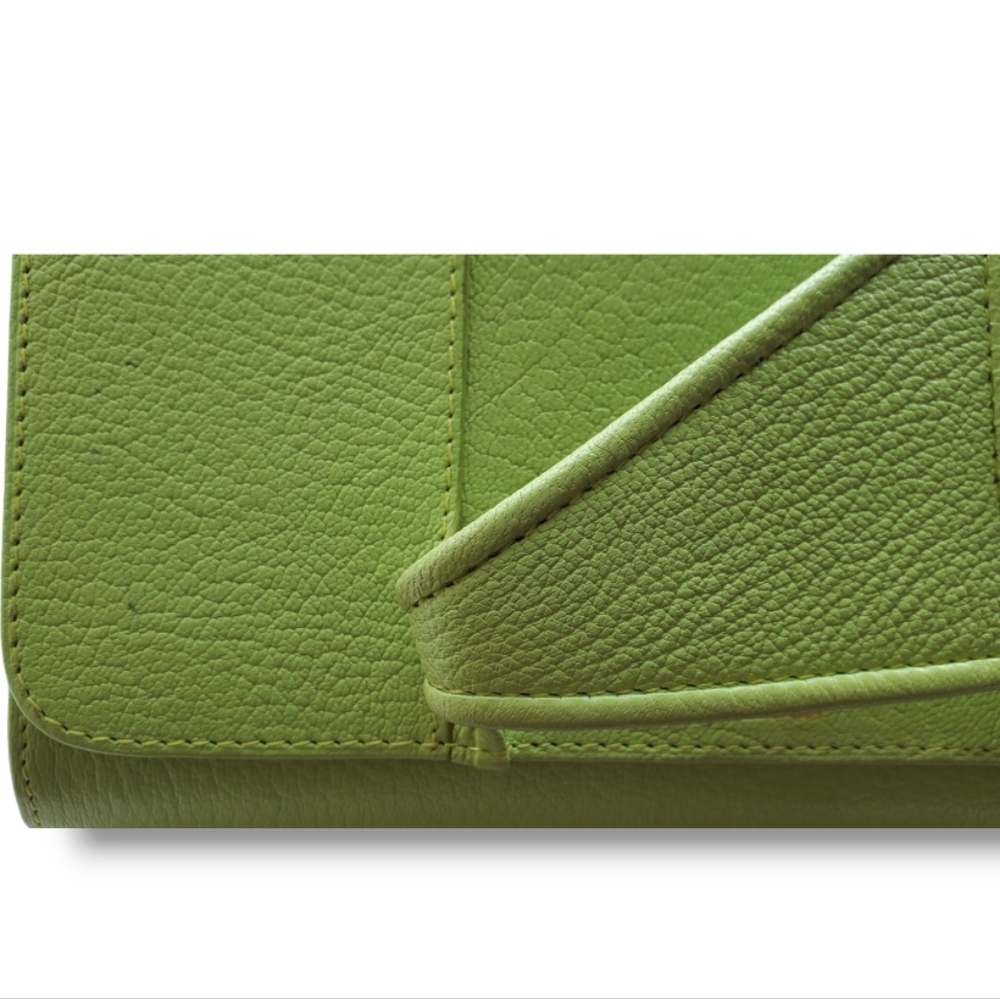 PERRIN PARIS L'ASYMETRIQUE Glove Clutch Green Calfskin Leather Clutch - Picture 12 of 17